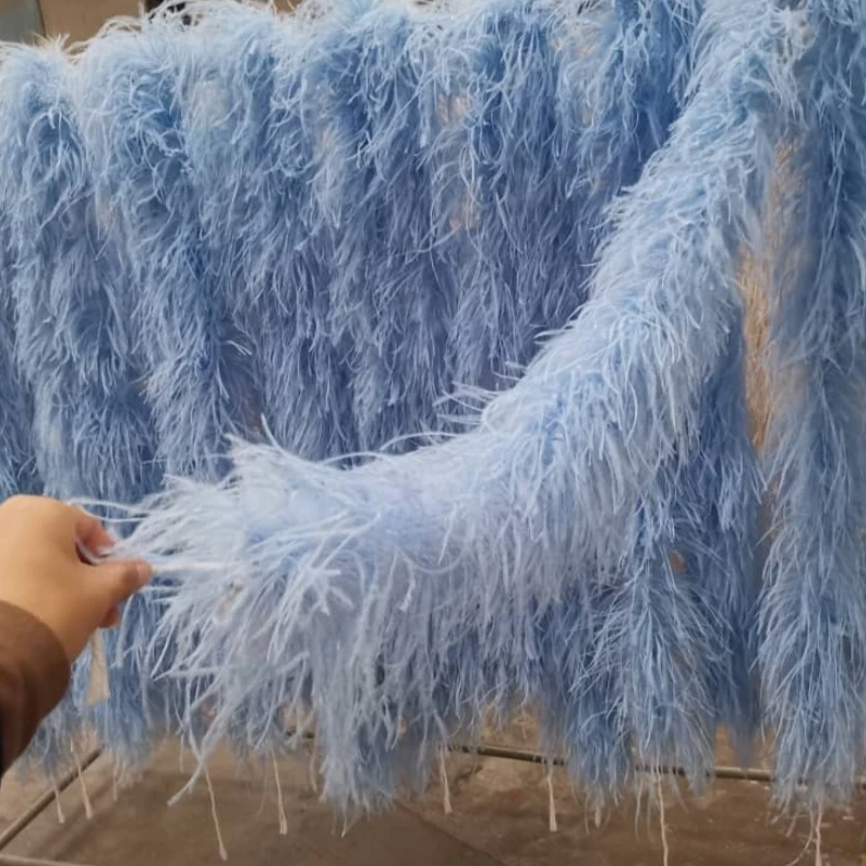 Blue White Pink Good Quality 5ply Big Decorative Boas Curly Ostrich Feathers Boa For Crafts Cloth Sewing Dresses Decoration