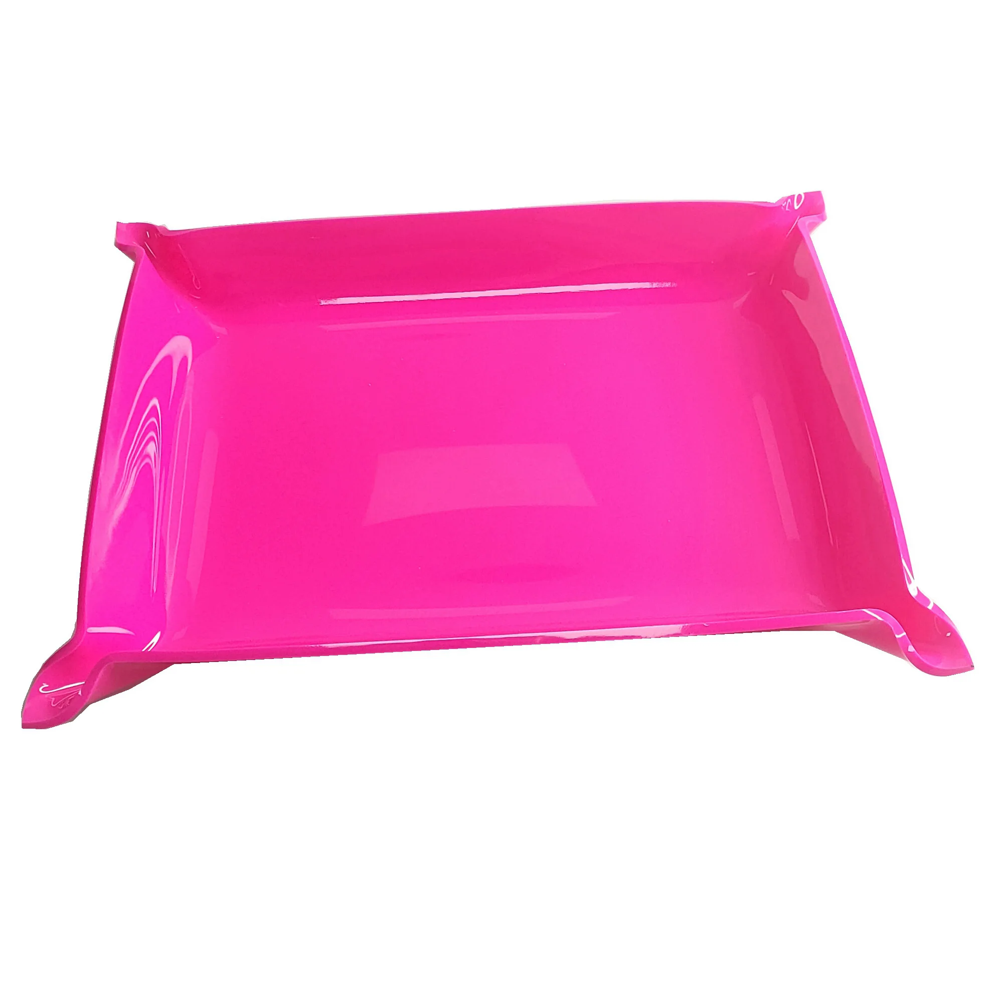 OEM/ODM Pink Acrylic Tray Holder with Pinched Corners