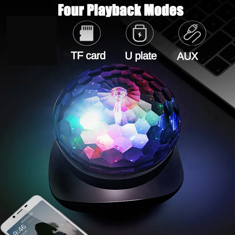 Beautiful RGB Colorful Dance Light Speaker Portable Stage Speakers Wireless Karaoke Speakers With Microphone
