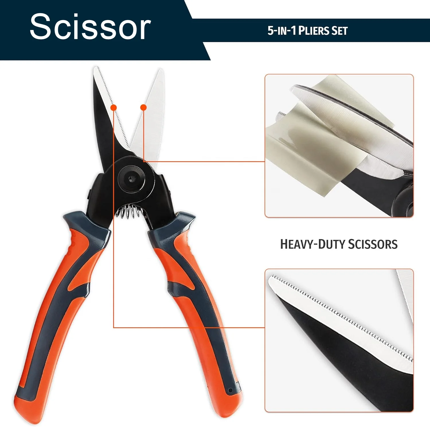 Multipurpose 8 Inch 5 IN 1 Plier Tool Set 1PC Cable Cutters Wire 1PC Stripper 1PC Crimping Plier 1PC Linesman Pliers 1PC Scissor