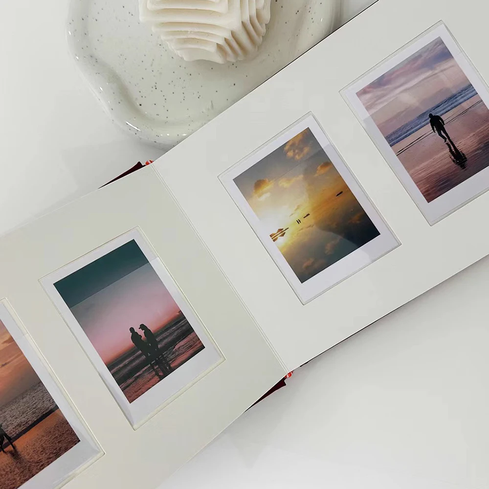 3-дюймовый кожаный мини-альбом в твердом переплете с 52 карманами Instax Мини-Свадебный фотоальбом совместим логотипом (оливковый)
