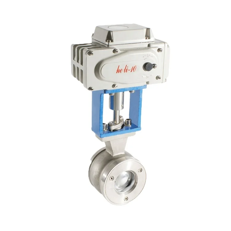 Motorized Wafer Type Flange Connection Flow Control V Port Ball Valve