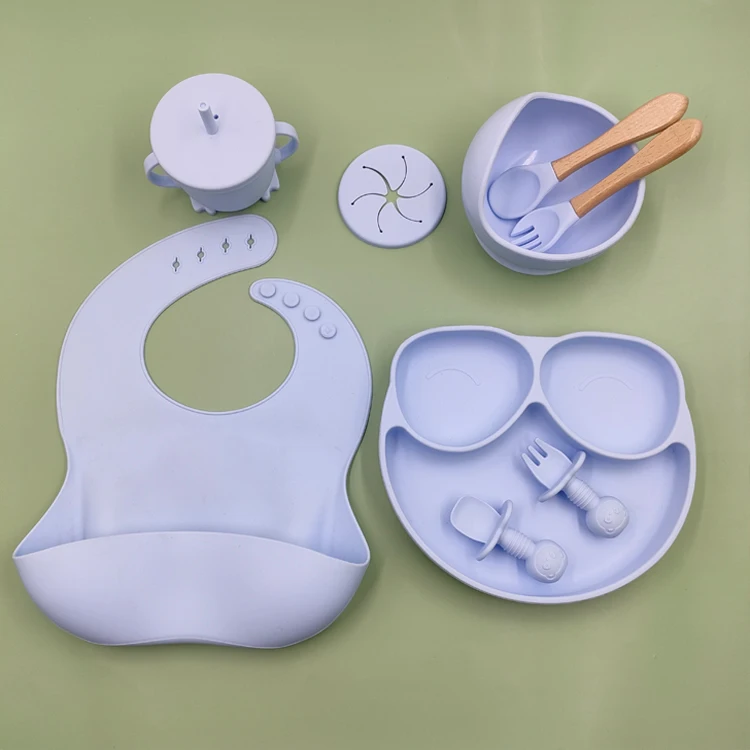 anti choke feeding baby spoon fork utensil custom logo animal silicone  baby feeding full set