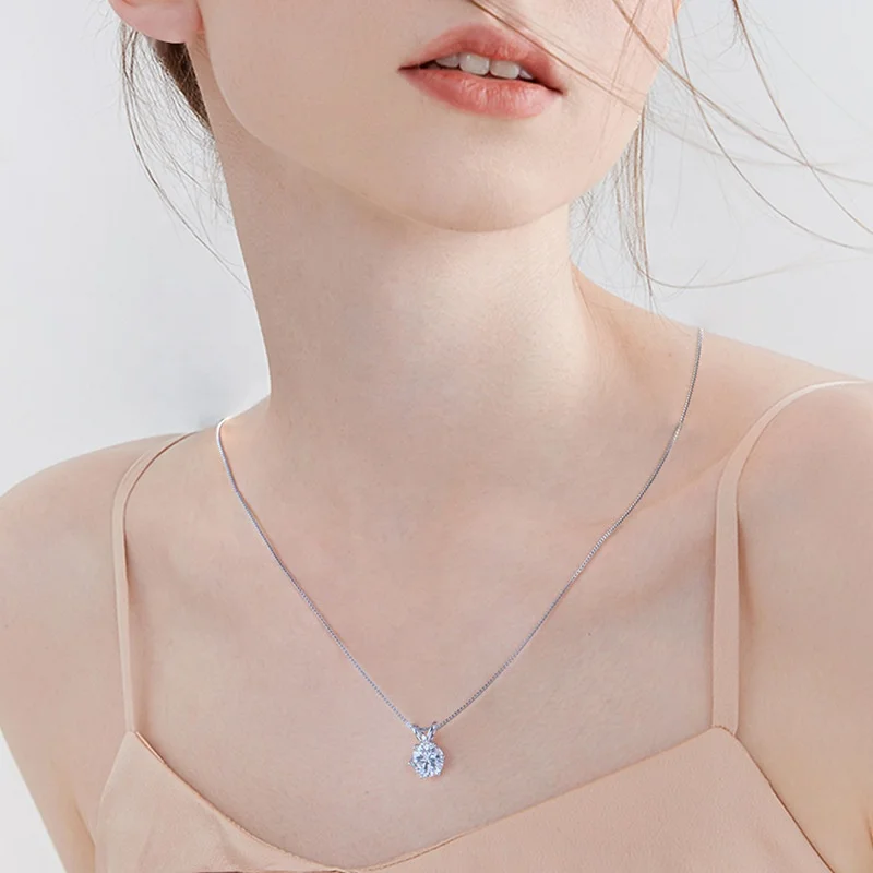 Classic Style 16 Styles Round Cut 1ct D Color Moissanite Silver 925 Fashion Jewelry Necklaces for Women
