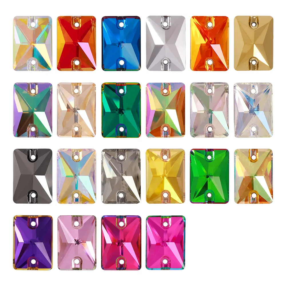 Rectangle Flat Back Loose Garment Beads Sew On Crystal Rhinestones For Garment Accessories Wholesale Glass Stone