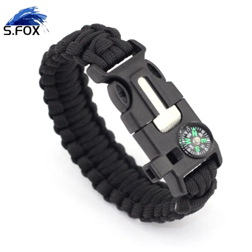 Outdoor Camping 5 in 1 Military Braided Adjustable Survival Paracord Bracelet With Knife