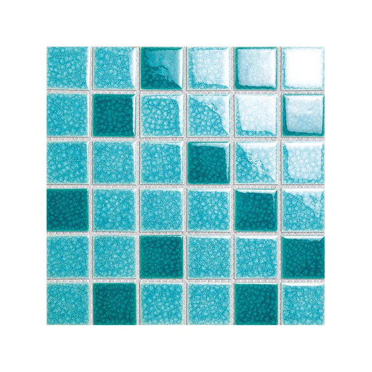 48mm chip 305mm sheet Complex ice crack Blue swimming pool mosaic tile for pool