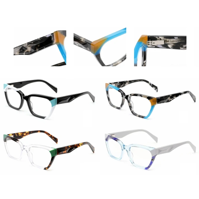 2024 New design fashion high-end trend  eyewear glasses color cat glasses lamination spectacle ingredient acetate optical frame
