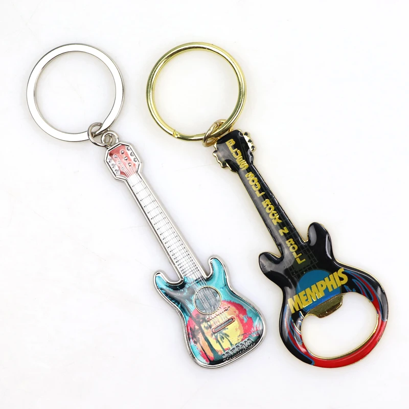 Good Price Zinc Alloy Guitar Shaped Design Metal Bottle Opener Keychain Keyring