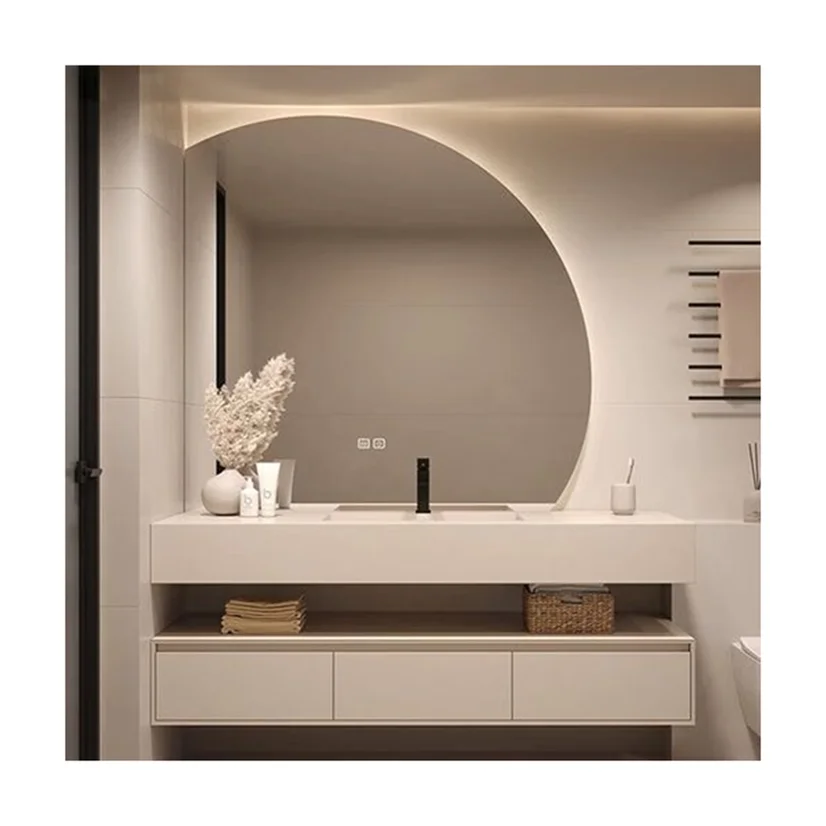 Particleboard MDF plywood solid wood with acrylic lacquer matt high glossy PVC PET melamine finished bathroom vanity cabinet