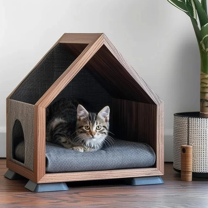custom furniture manufacturer,Wooden cat nest for winter warmth house villa enclosed house indoor pet house pet