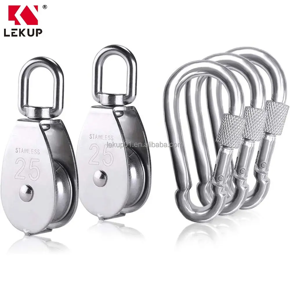 Heavy Duty Single Sheave Pully Crane Swivel Hook Wire Rope Cable 304 Stainless Steel Pulley Roller M25 Single Pulley Block
