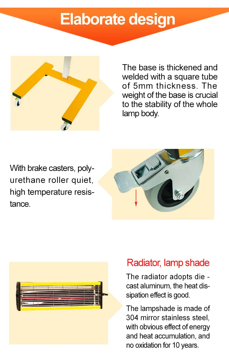 B6EA infrared paint dryer lamp paint curing lamp 6000W shortwave ir lamp for auto paint drying