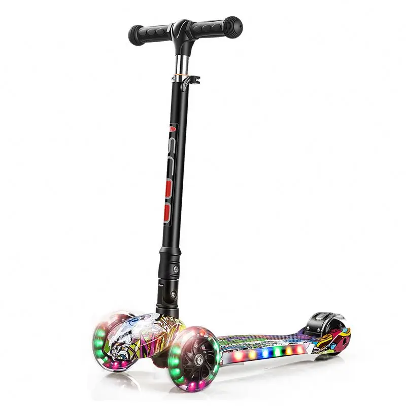 Istaride Pu Flashing Wheel Scooter With Musical Light Three Wheel Scooter With Pedal  Kids Scooter Foldable