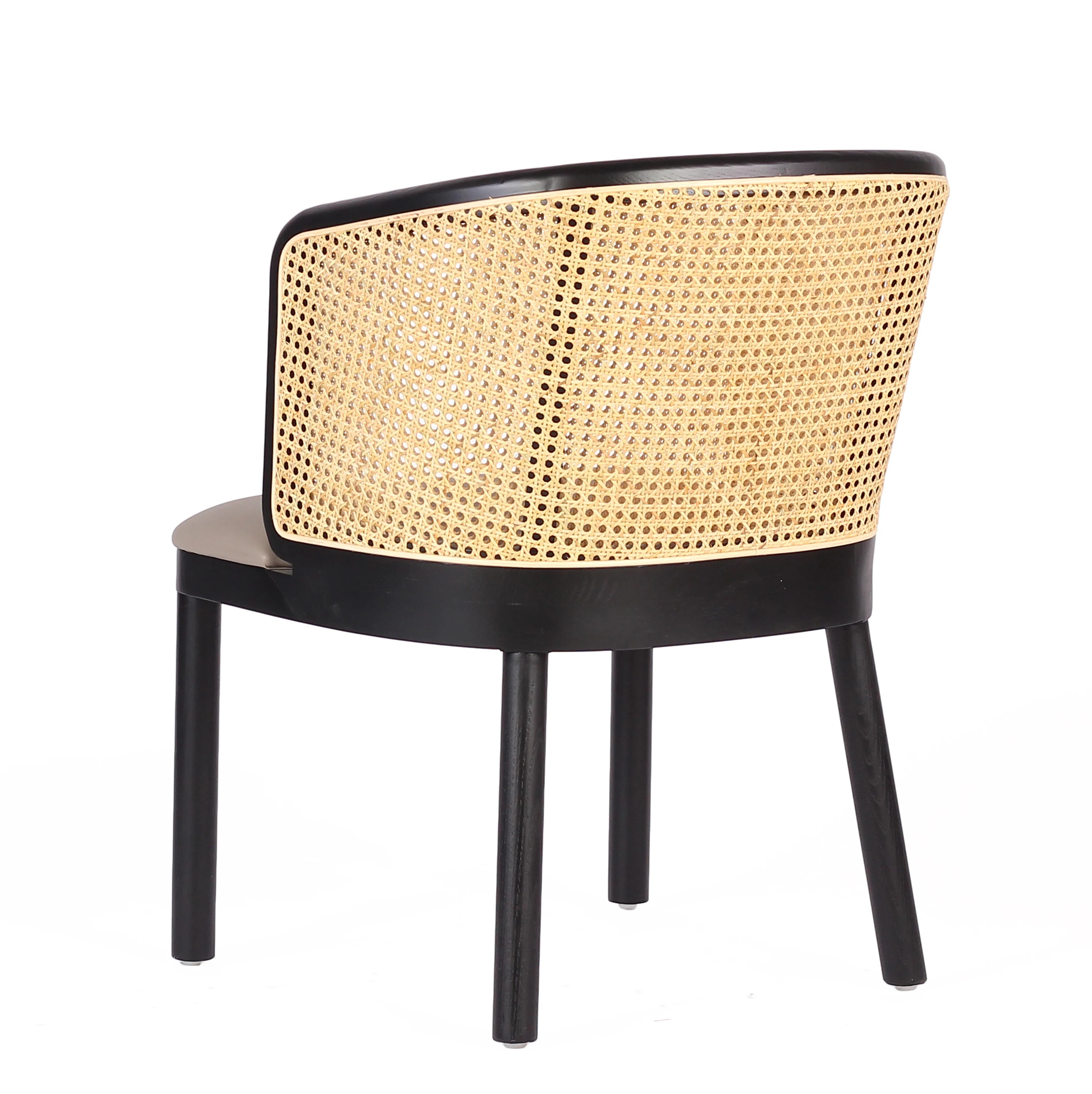 
High Quality Nordic Wooden Cafe Rattan Arm Chair Solid Wood High Back Chair Rattan 