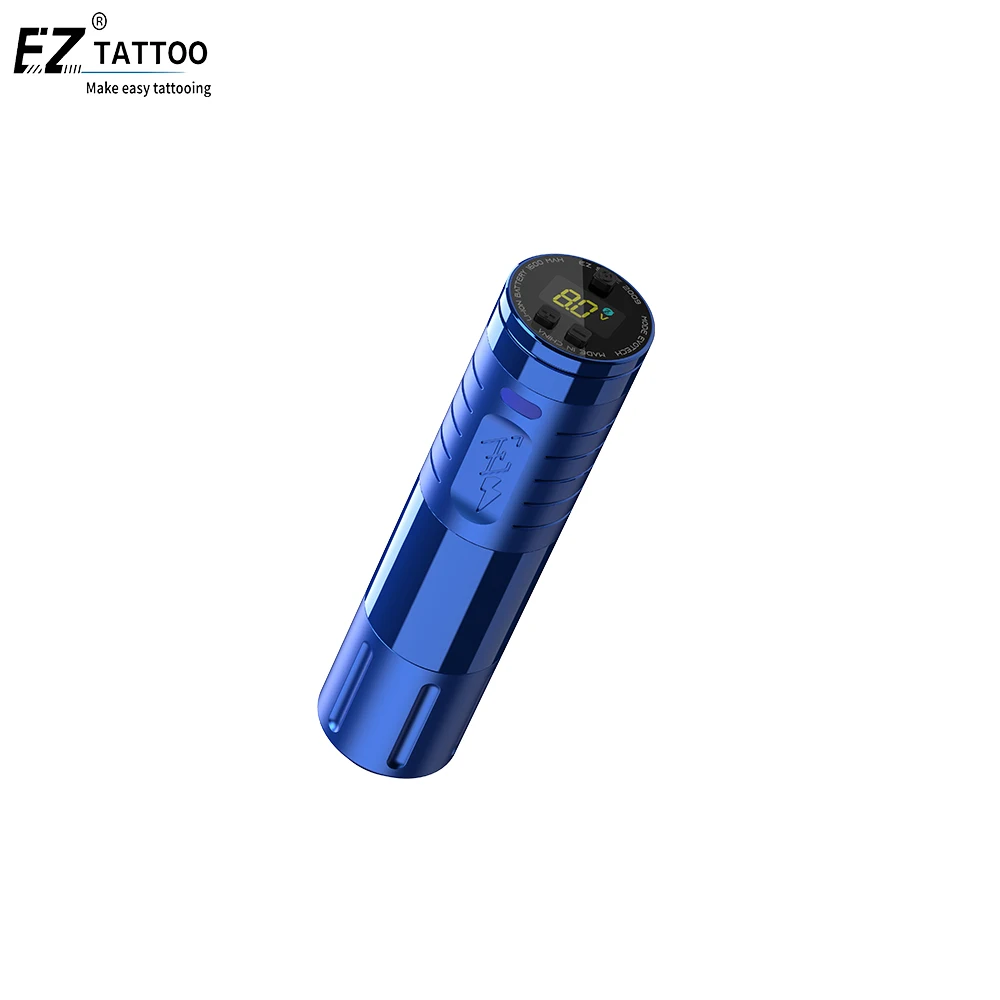 EZ tattoo Navy Blue EvoTech pen machine 2 grips 1600mAh battery pack wireless tattoo machine pen tattoo machine wireless