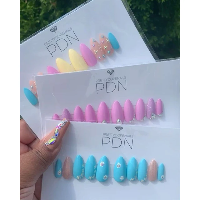 Wholesale logo printing white card stock fake nails package paper cards