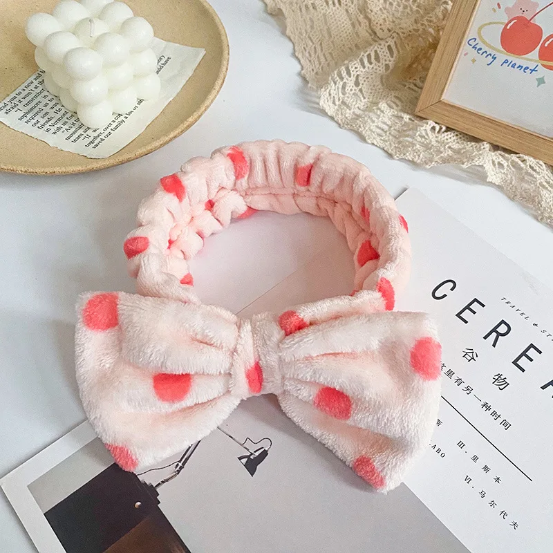Europe USA Butterfly End HairBand Leopard Polka Dot Striped Headband Ladies Wash Face Makeup Plush Hair Band Accessories