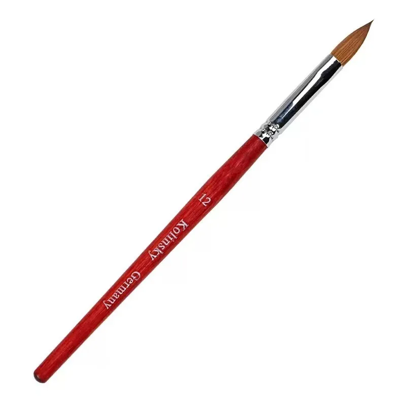 OEM Good quality Brush Red wood Handle Wholesale 100% Pure Kolinsky Sable Acrylic Nails Oval Nail Art Brush