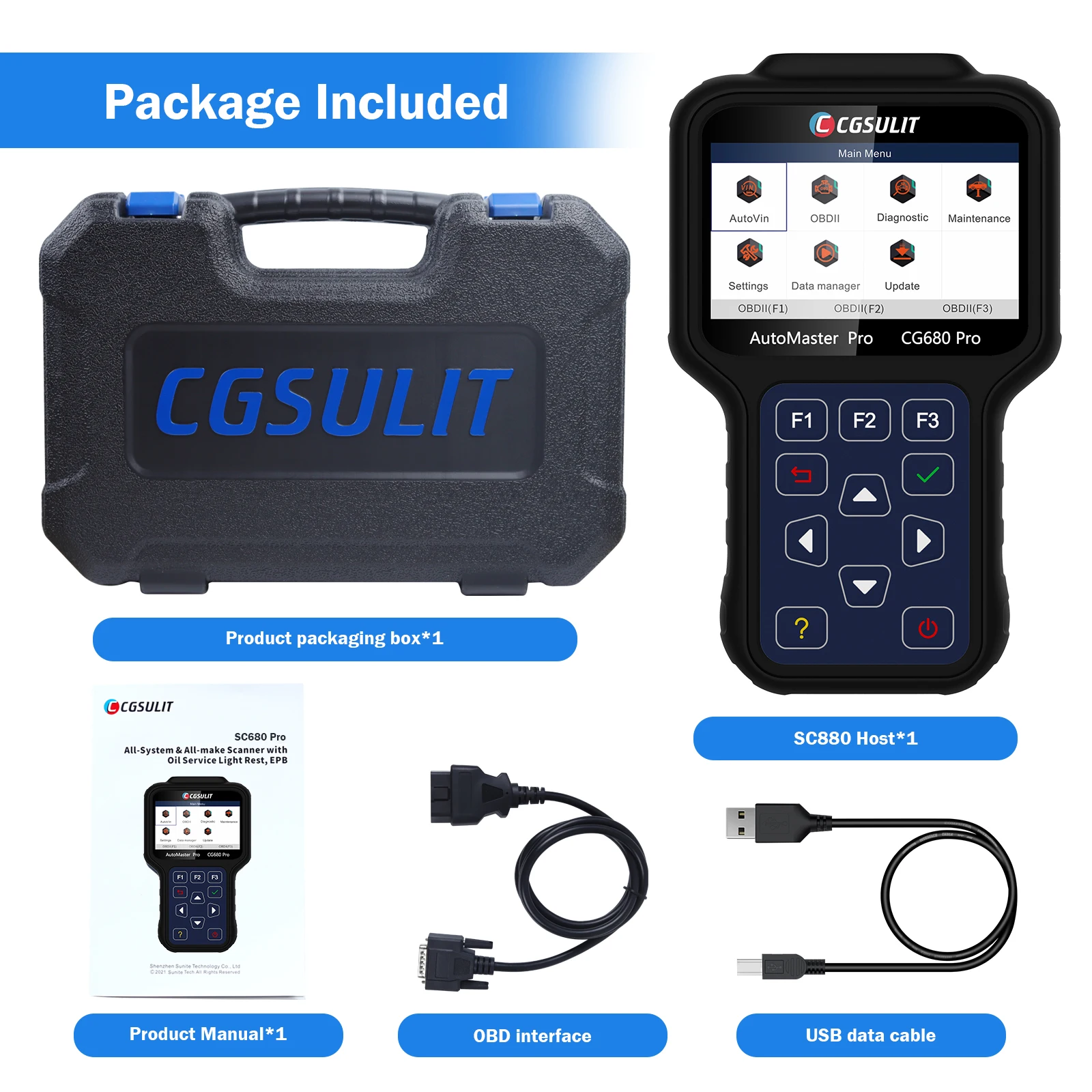 New Cgsulit CG680 Pro Full System All Makes Diagnostic Scanner