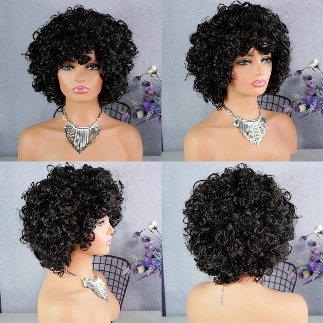 Cheap Wigs Short Length Natural Human Hair Different Colors No Lace Raw Indian Hair Wigs