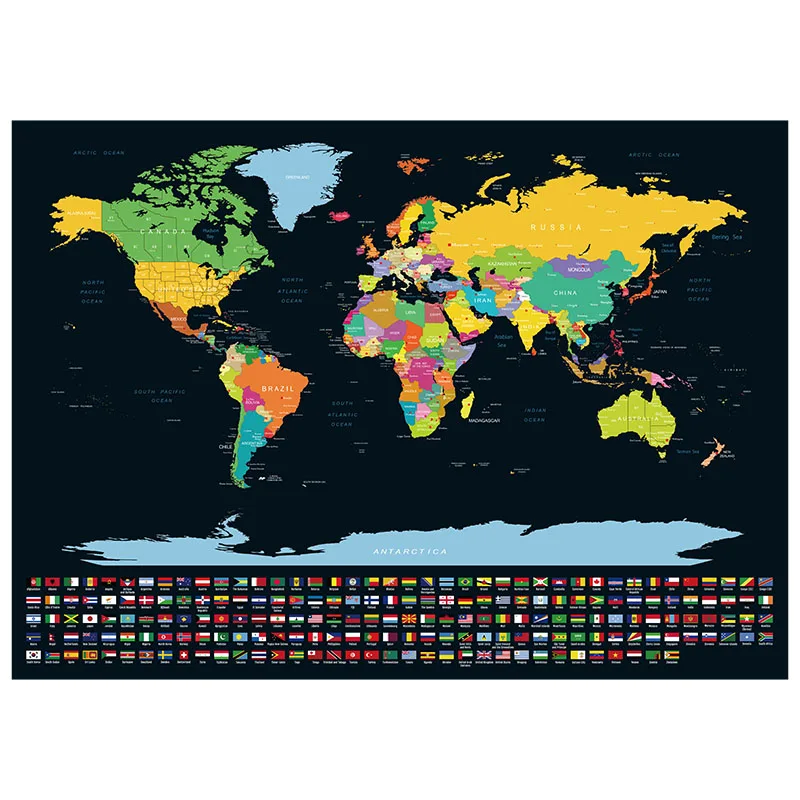 
Scratch Off Map of The World Travel Map Includes Capital Cities 82.5x59.4cm 