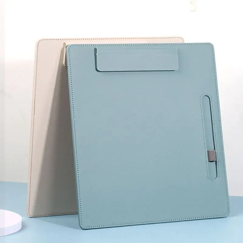 Custom Logo Memo Paper Restaurant Menu Clip Boards Leather Magnetic A4 Clipboard with storage