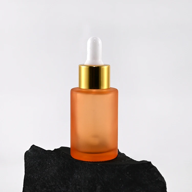 Fancy In stock 30ml frosted dropper bottle glass bottles with gold silver cap and white pipette fro cosmetic serum and oils
