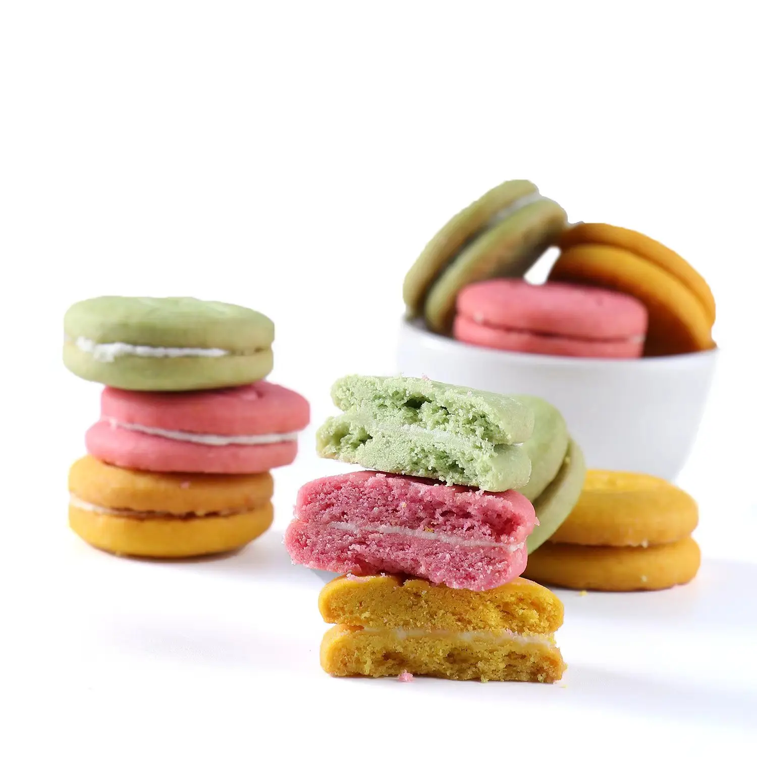 MAOLIN Health Snack Crispy Macaron Sandwich Biscuits Strawberry Lemon Peach Flavor 320g/box