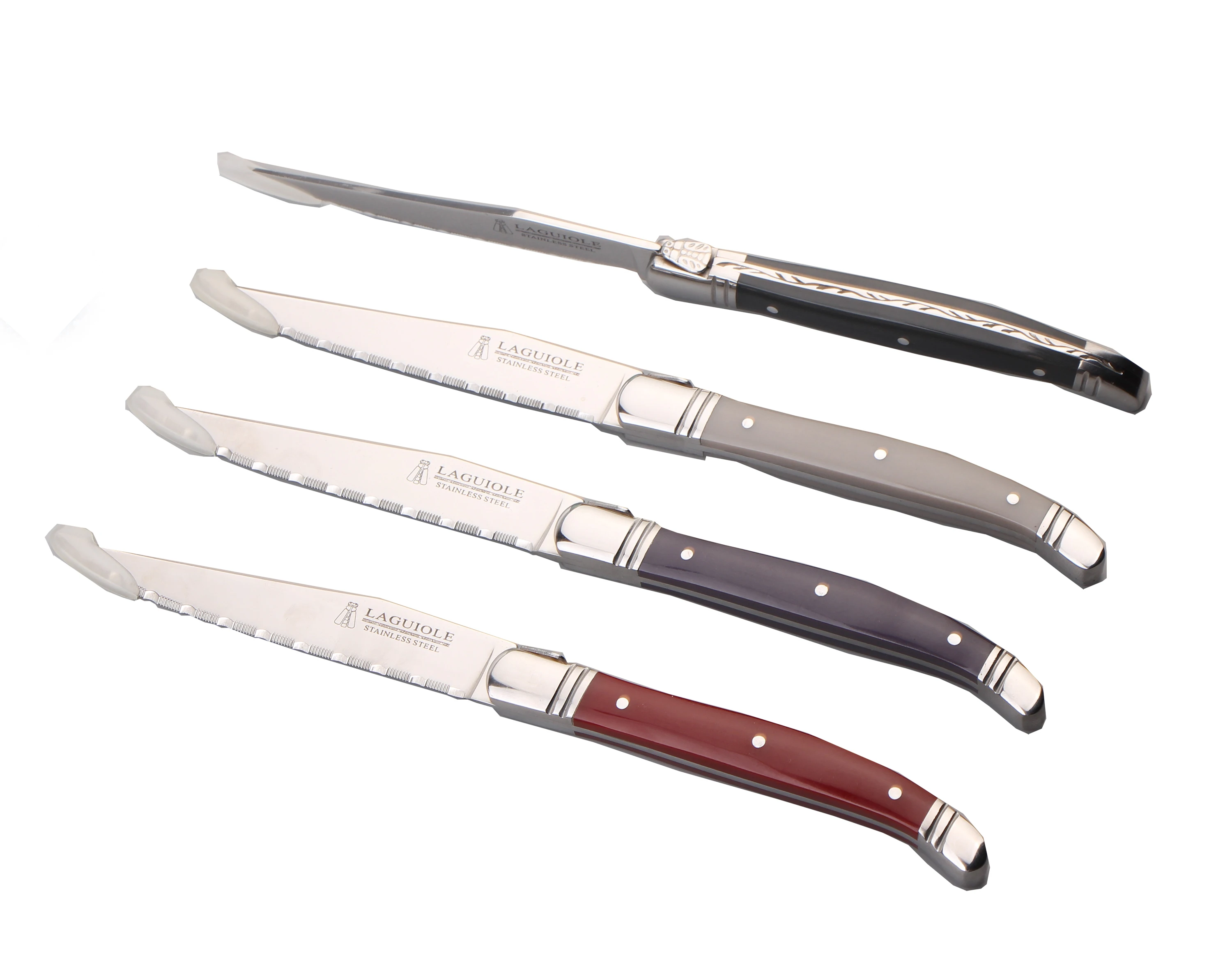 wooden handle 4 Piece Laguiole Steak Knife and Fork Set