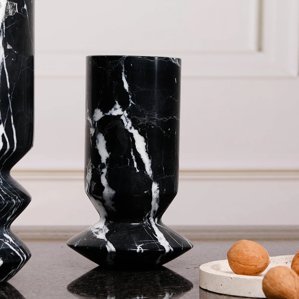 Nordic Style Creative Marble Stone Home Decorative Flower Vase Interior Decoration Sculpture Side Tables