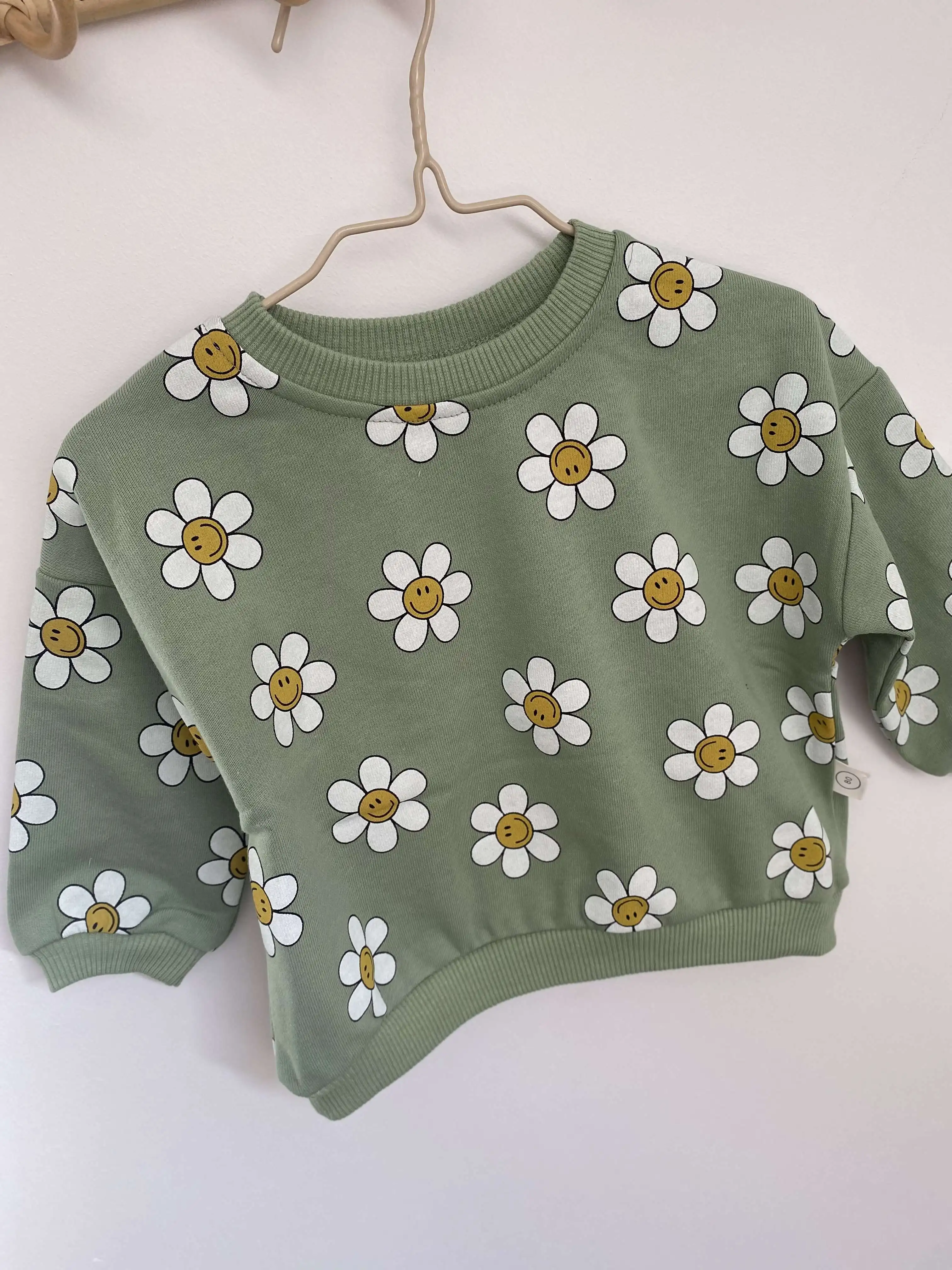G1011087 child clothes wholesale kids clothing cool sweaters for Boys Girls Printed daisy Smile  Baby Sweatshirt hoodies