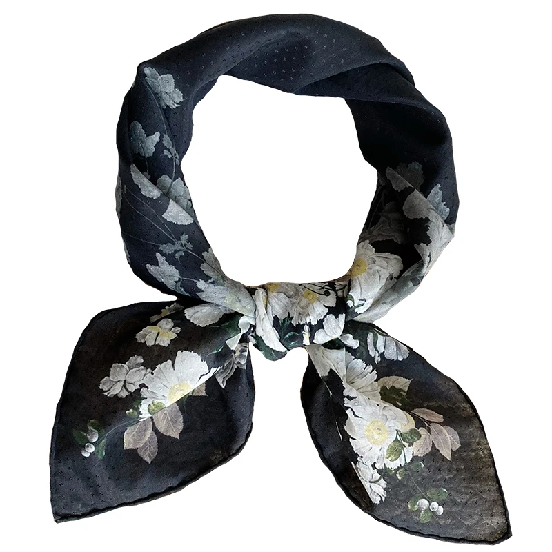 6 pieces 70*70cm style  Scarf for Female  Scarf  High Quailty 30%Silk 70%Cotton Soft Silk Blend Fabric Cotton Silk Blend Fabric