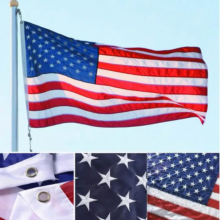 Wholesale/Customized 3*5ft Oxford Fabric Embroidered American Flag USA Independence Day Flag