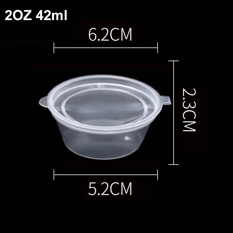 Customized disposable plastic transparent pp 1oz sauce cups with lid with hinged lid food grade 4OZ Sauce Plastic Cup