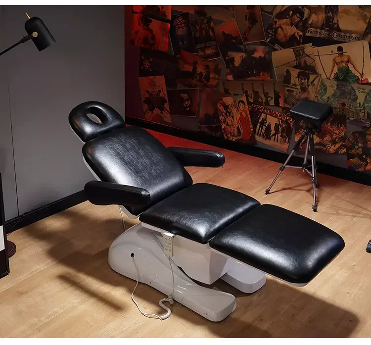 Hochey  Three Section White Beauty Salon Furniture High Adjustable Spa Curved Lash Bed facial Electric Massage Bed