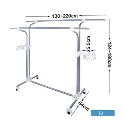 BAOYOUNI Movable Multi Functional Hanging Upright Clothes Telescopic Balcony Laundry Cloth Drying Stand Stainless Steel Rack