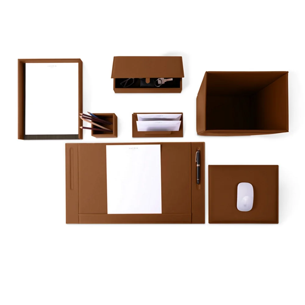 5 Objects Indispensable On Any Desk Executive Office Supplies Luxury Office pu leather Desk Organizer 1 Set