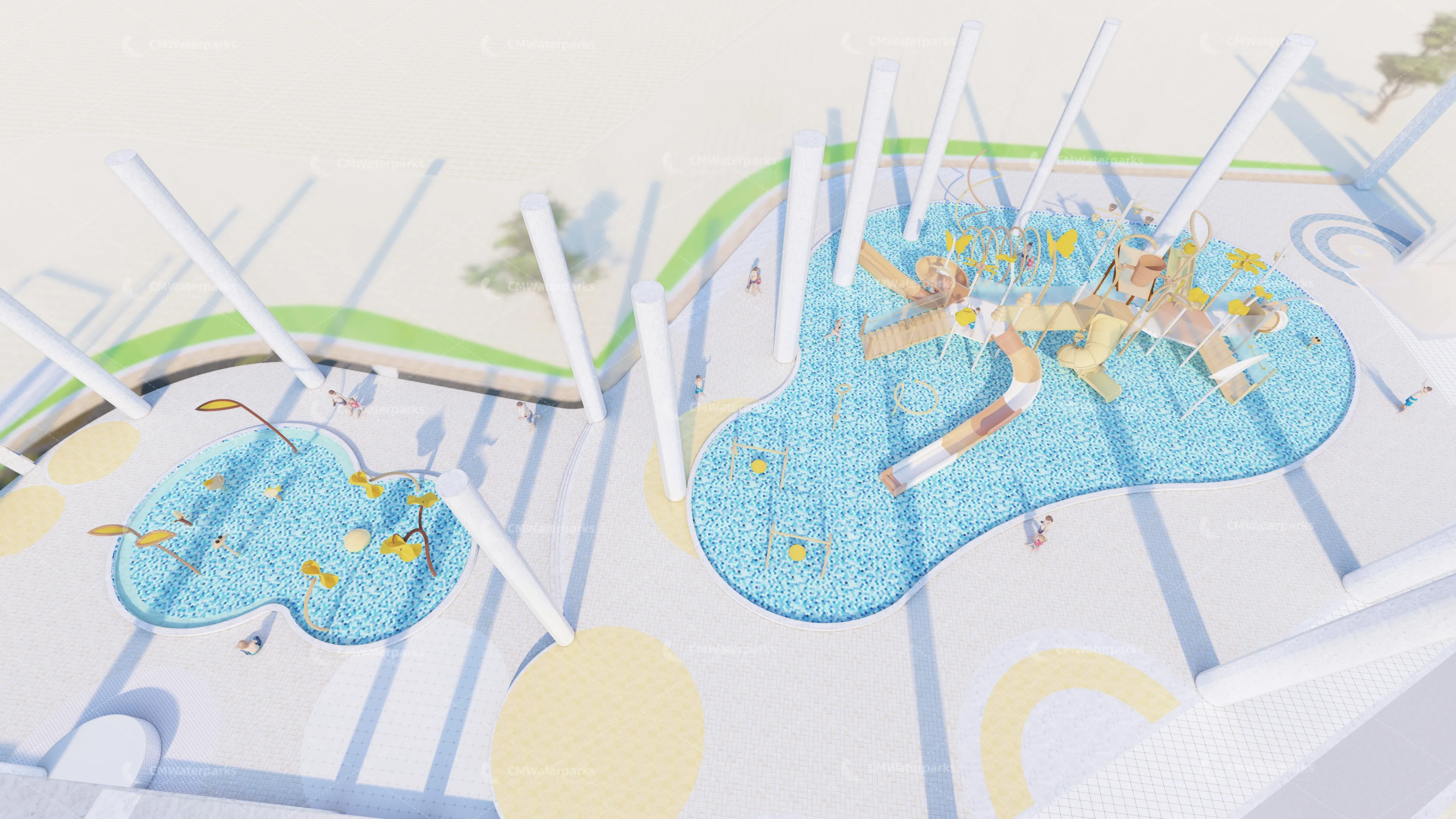 2024 New Design 3D Model Outdoor waterpark amusement swing park Equipment Case Fiberglass Slide