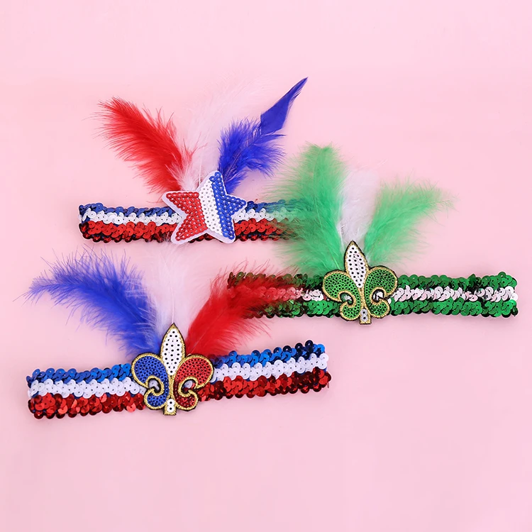 Feather Sequins Elastic Hair Band Carnival Decoration With The Polychromatic Collocation Spot Supply Factory