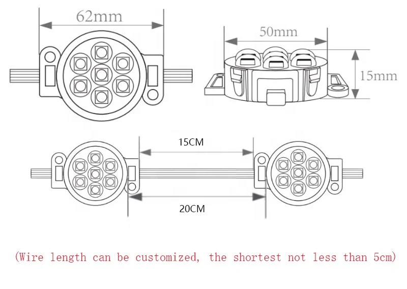 Project Led Dot Light Decoration 50mm Smd5050 IP65 Waterproof Dc24v Point Pixel