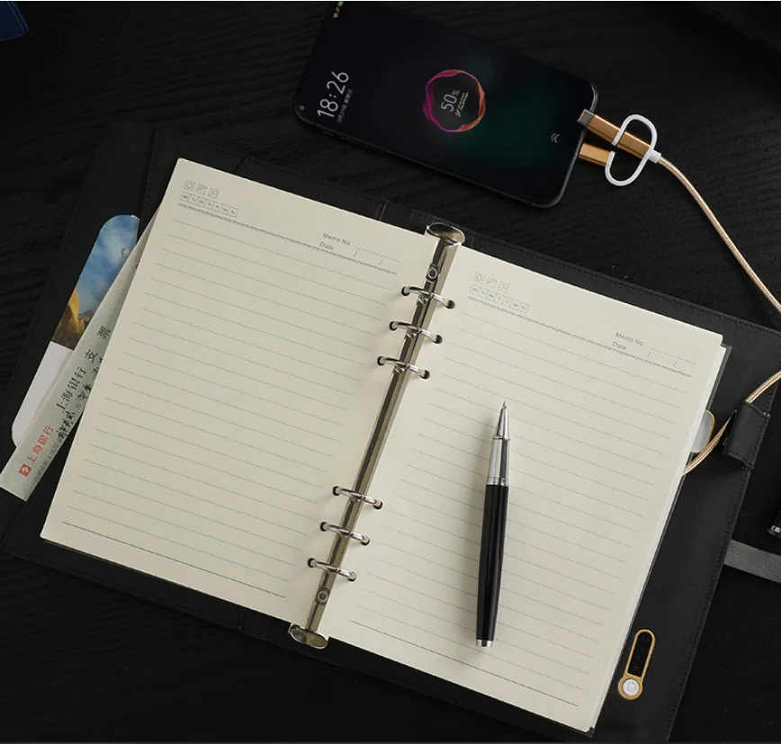 Wireless Charger Power Bank Notebook Powerbank Diary Planner Notebook With Power Bank And Usb