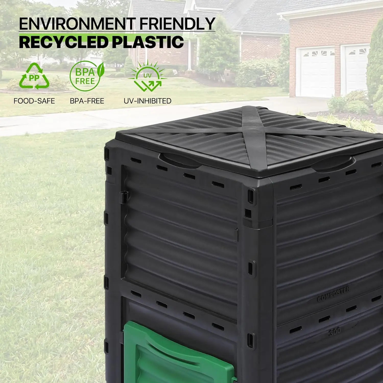80 Gal 300L BPA Free Material Large Garden Easy Assembling, Lightweight, Fast Creation of Fertile Soil Composer Bin