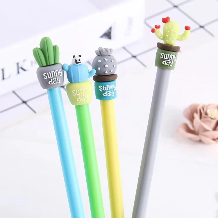 Student creative cactus super cute black pen Korean small fresh fleshy cute neutral pen