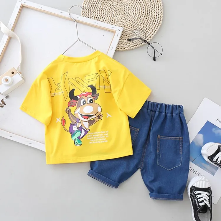 Летняя мультяшная хлопковая детская одежда, комплекты одежды для мальчиков, Детские комплекты одежды из 2 предметов