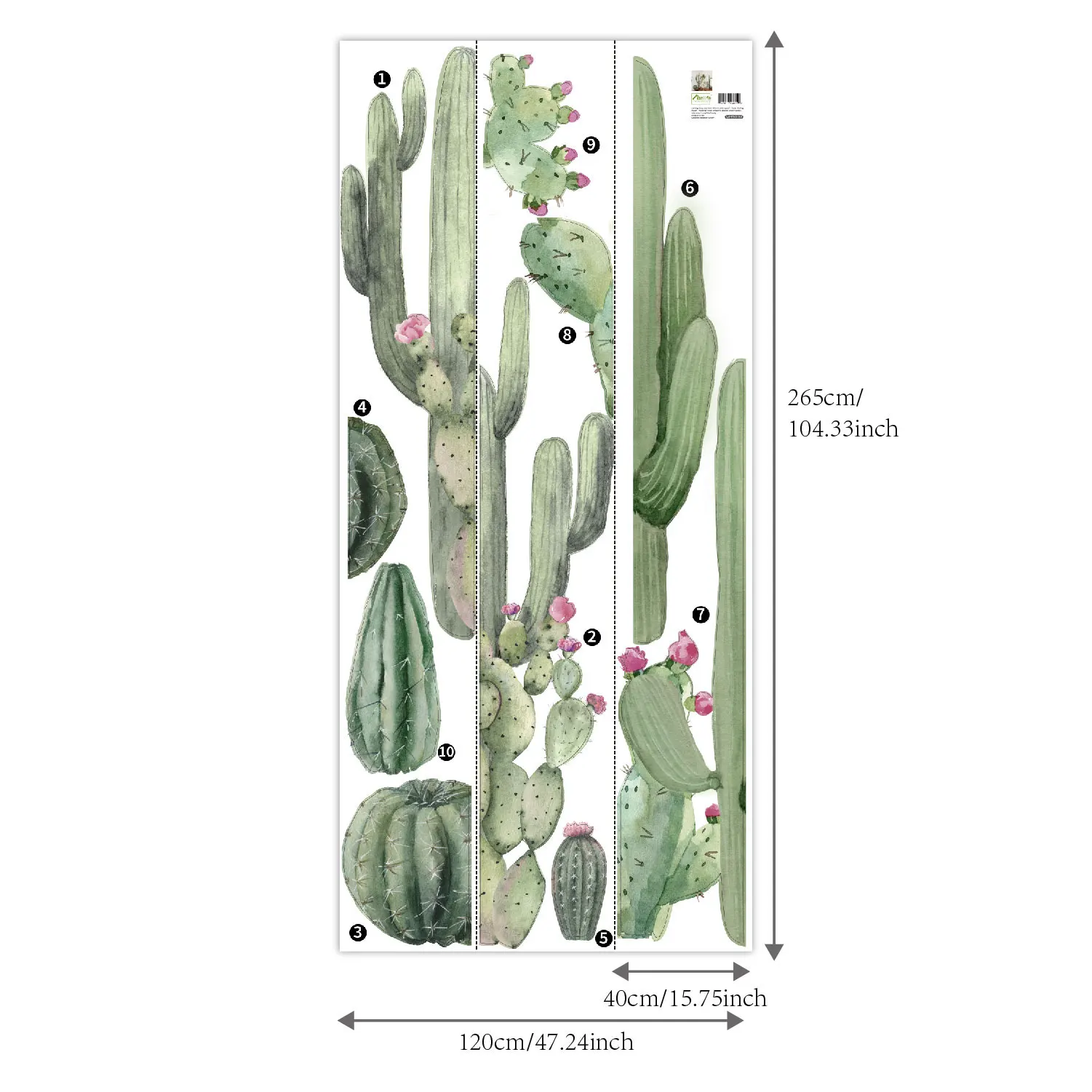 Funlife WMFKD066 fabric golden barrel cactus murals  boho cactus garden sagura wall stickers