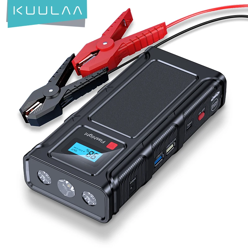 KUULAA 12000 мАч QC3.0 3A Быстрая зарядка портативный внешний аккумулятор аварийный старт CarJump стартер с фонариком