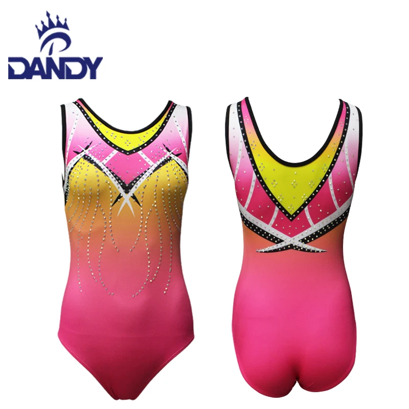 Wholesale New arrival Rhinestones Kids Girls Sleeveless Spandex Gymnastics Leotards For Sales