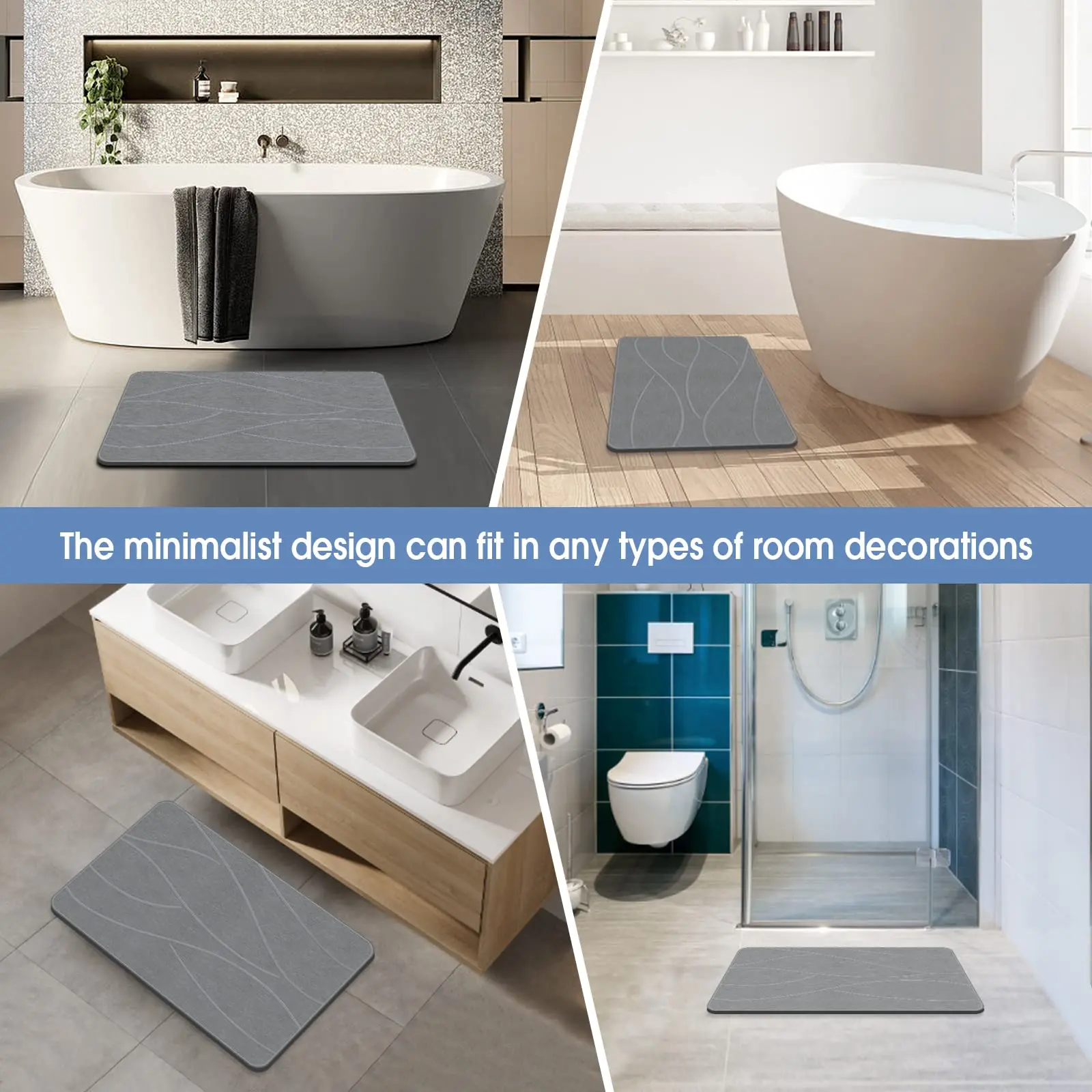Diatomaceous Earth Shower Mat, Bathroom Mat Bath Mats for Bathroom, Diatomaceous Earth Bath Mat