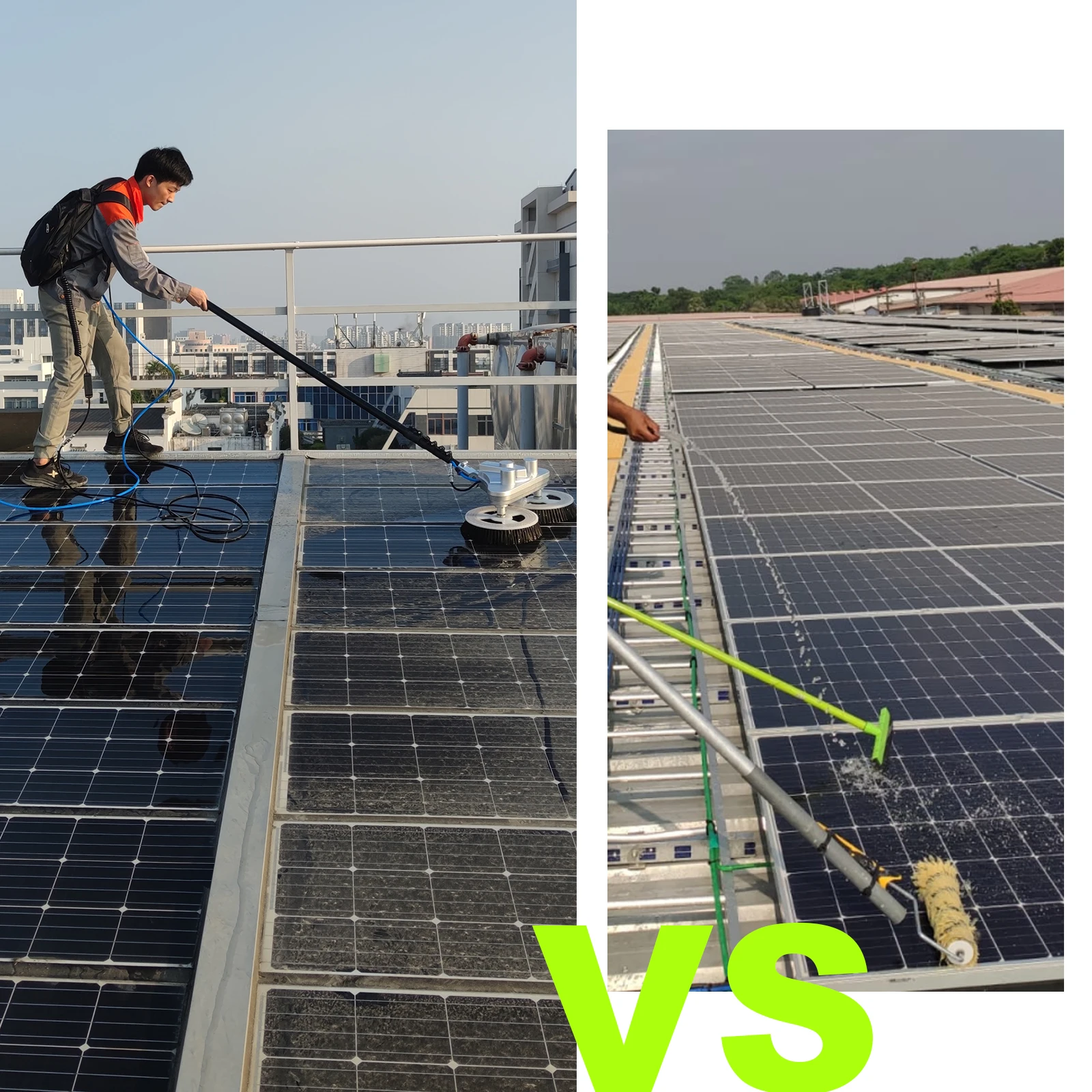 Multifit  5.5M Dual head brush dual motor smooth clean lightweight portable fiberglass telescopic rod powered by lithium battery